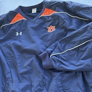 Under Armour Auburn Tigers V-Neck Windbreaker Pullover Men's XL Navy Orange